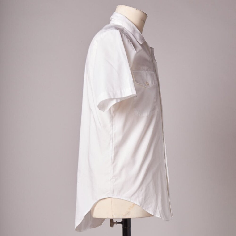 1980s White Navy Military Uniform Short Sleeve Shirt